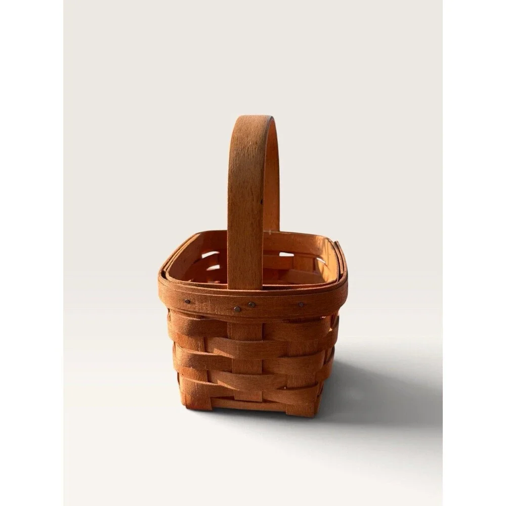 Longaberger Small Square Basket 1991 Signed VTG With Handle